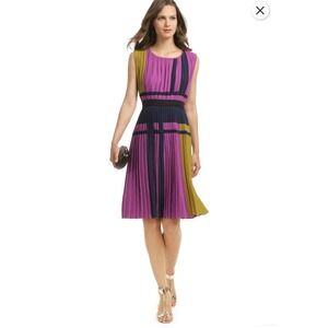 BCBGMAXAZRIA Pleated Fit‎ & Flare Dress Sleeveless Purple Career L